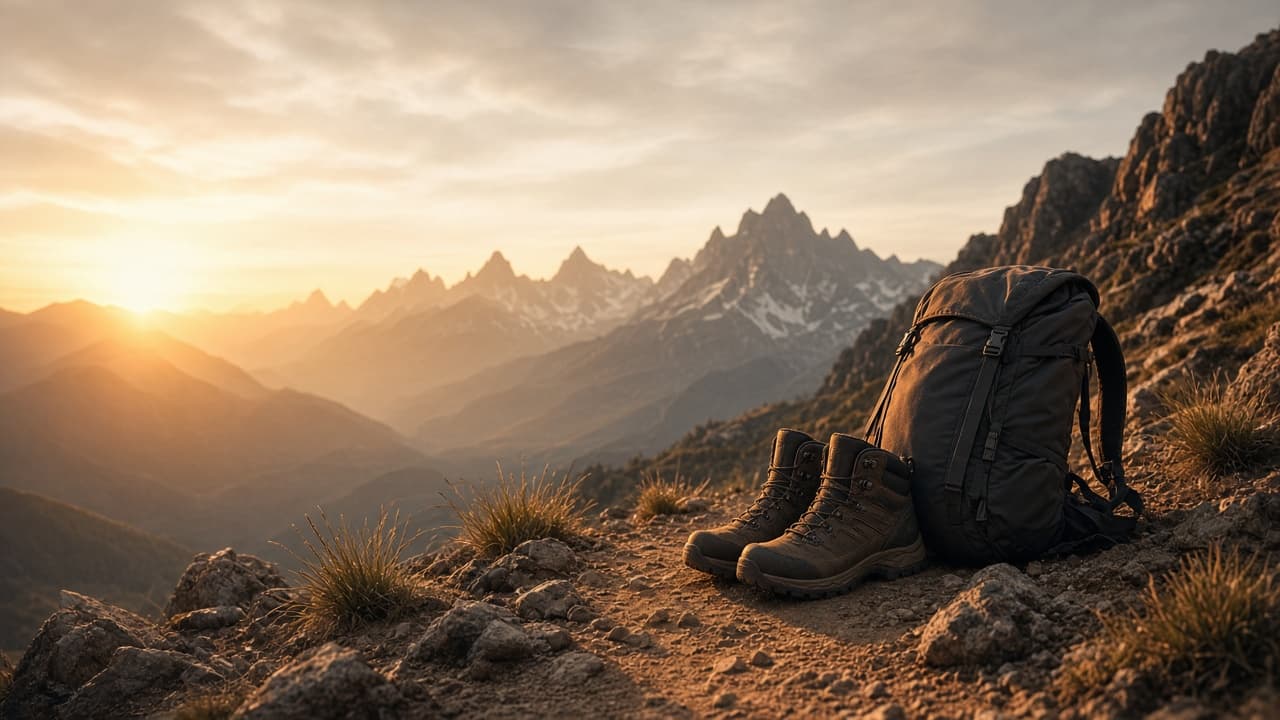 Hiking trail gear — charcoal and orange hub hero